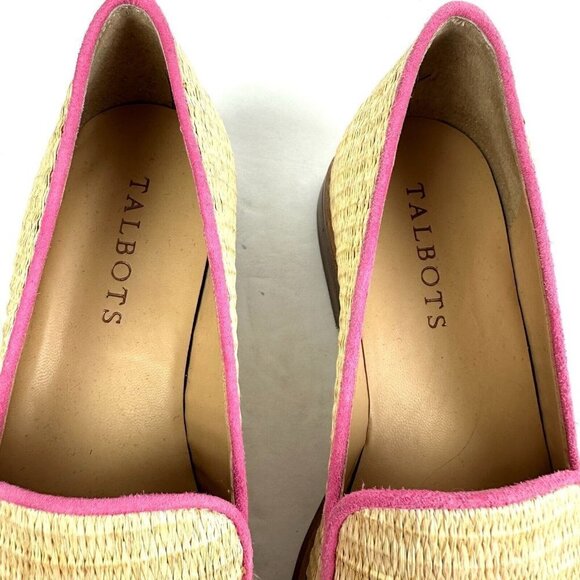 Talbots Leighton Loafer 5 Woven Tasseled Pink Tan Slip On Shoes Womens New - Picture 5 of 10